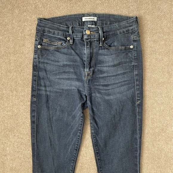Good American Jeans Womens 4/27 Skinny Stretch Denim Pants Good Legs Dark Wash - Picture 2 of 12